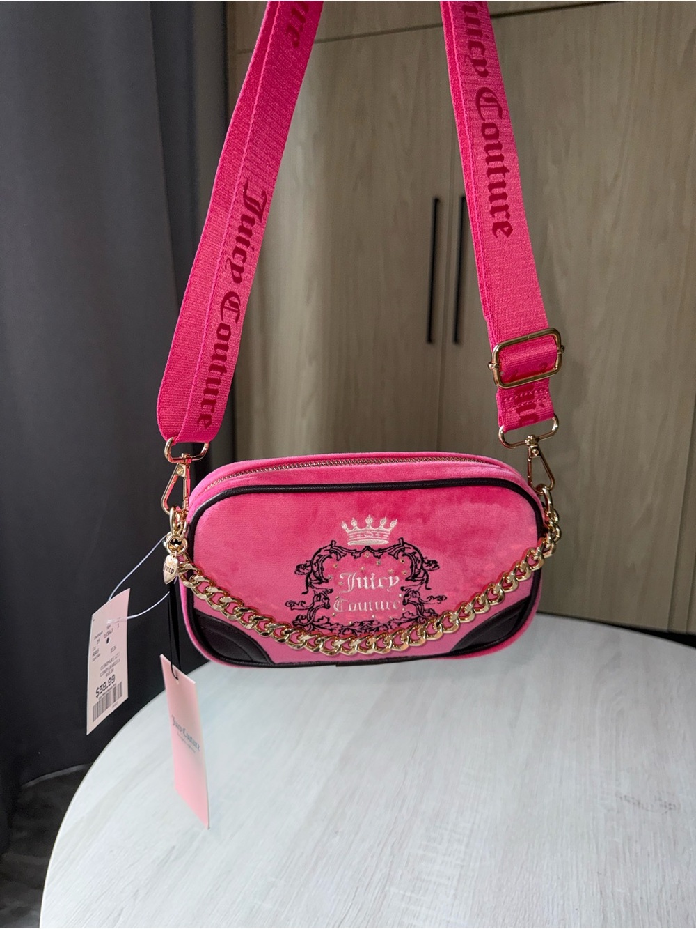 Juicy Couture Pink Velvet Crossbody Bag and Wallet set - Picture 6 of 7